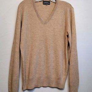 Mervyns Mens Collection V Neck Sweater Size Small Camel Tan Soft No Content Tag